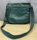 Fossil Morgan Traveler Crossbody Teal Floral Leather Messenger Bag Purse W Key