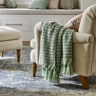 50 X 60 Throw Mixed Yarn Woven With Crossed Tassels Multi Green