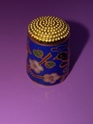 Vintage Chinese Cloisonne Enameled Thimble Bird Cherry Blossom Design Brass-tone