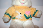 Dan Dee White Plush Bunny Rabbit Yellow Crochet Sweater Collector s Choice 20 