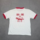 Vintage Hanes Marshall-u High School Ringer T-shirt White Red Large 80s Usa Made