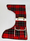 Vintage Red Plaid Ice Skate Zipper Storage Bag Wood Handle