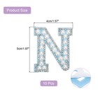 10 Pcs Iron On Letter Patches  Letter N Rhinestone Alphabet Applique  White blue