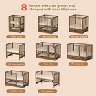 8-in-1 Convertible Crib With Drawer  Include 2  Mattress  Convert From Mini C   