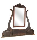 Antique Oak Dresser Top Vanity Mirror Carved Crown Harp Tilt Frame 13 X 23 