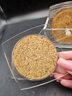 Set Of 6 Vintage Clear Acrylic Lucite Cork Coasters With Holder