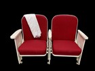 2 Theater Seats  Vintage Red Upholstered Tip-up Cinema Auditorium Seating  A65
