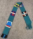 Handmade Liturgical Stole Scarf Wool Red Multicolor Christian Cross Symbols