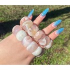 Chunky Flower Agate Beaded Bracelet   Sakura Agate Stretch Bangle