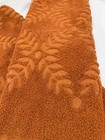 2 Vintage Cannon  Sculpted Lime Green Orange Laurel Leaf Fern Bath Towels