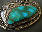 Broken Arrow Traders Southwestern Large Turquoise Sterling Silver Belt Buckle