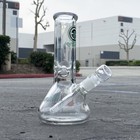 Clear Hookah Water Pipe 10 Inch 9mm Thick Wall Heavy Glass Tobacco Bong Beaker