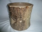 Exquisite Old Stoneware Tree Trunk Garden Urn planter Ivy Vines 8  Tall
