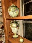 Andrea By Sadek Hand-painted Porcelain Vase W mermaid Or Scroll Handles Vintage 