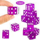 Abilat 12 Pieces 19mm Casino Dice Set Acrylic Translucent 6 19mm  Purple 