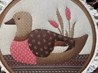 Vintage Wall Hanging Quilted Duck Applique Wooden Hoop Cottagecore Nursery 16   