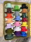 Antique-vintage  multiple Coloured Sew Discs  In Metal Tin Case Stitch Pattern