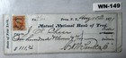 Cool 19th Century Bank Check Mutual National Bank Of Troy 1871 Wn-149