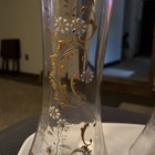 Antique Moser Harrach Bohemian Hand Painted Glass Vase 13 Inches Tall