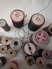 Lot Vintage Wood Sewing Spools Various Brands Thread