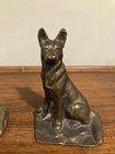 Pair Of Jb  Antique Cast Spelter Bronzed 1922  German Shepherd Dog Bookends