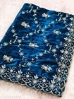 Teal Embroidery Velvet Dupatta For Bride And Women Velvet Shawl Odhani Veil