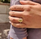 3 50 Ct Natural Sapphire   Diamond Engagement Ring 14k Solid Yellow Gold Size 6