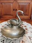 Vintage Metal Swan-shaped Dual Shell Dish