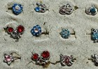 Lot Of 48 Childrens Rings Adjustable Rhinestone Novelty