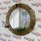 20  Large Porthole Mirror  Antique Brass Finish  Nautical Wall Decor  Port Hole