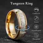 Tungsten Rings For Men - Meteorite Carbon Fiber Wood Inlay  Polished Engagement