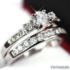 Moissanite Bridal Set Engagement Ring Solid 14k White Gold Round Cut 2 50 Carat