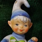 Vtg Annak Creation Ceramic Pixie Elf Figurine Japan Blue Christmas Present B-3