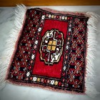 Vtg Turkmen Bukhara Hand Knotted Rug Pakistan Mini Prayer Dollhouse Altar Cloth