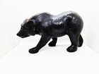Rare Vintage Bear Covered With Black Genuine Leather Skin Handmade Decorate H7 