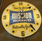 Vintage 1958 Mission Beverages Soda Advertising Pam Lighted Wall Clock