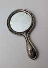 Antique Silver Plate Hand Mirror Edwardian Vanity Dresser Floral Scroll 3 5 