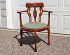 Antique Victorian Round Corner Chair  Needlepoint Seat  Carved North Wind Back