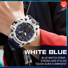 Men Military Sports Watch Waterproof Dual Display Digital Quartz Alarm Led Watch