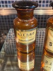 2 Antique Apothecary Jars  iron Reduced By Electricity     linimento Stokes 
