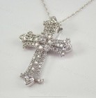 3ct Round Cut D vvs1 Diamond Cluster Cross Pendant Necklace 14k White Gold Over