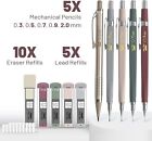 Mechanical Pencil Set With Leads And Eraser Refills  5 Sizes - 0 3  0 5  0 7  0 