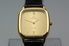 Vintage 1980s Omega De Ville Cal 1450 Gold Square 20mm Quartz Women Watch Japan