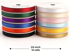 Rainbow Satin Ribbon 1 4 Inch X 12 Rolls Total 60 Yards- Colorful Ribbon For Gif