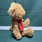 Fao Schwarz Teddy Bear Tan Brown Fuzzy 10  Plush Red Satin Bow 2020 - Ships Free