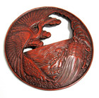 Incense Burner With Embossed Lid Crane Bird And Turtle Pattern Cast Iron Japan