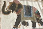 Vintage Hand Painted Silk Art Elephant East Asian Or Indian Culture Art Antique 