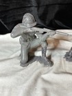 Vintage 1960s Louis Marx 6 Inch German Wwii Plastic Toy Soldiers Lot Of 2 Grey