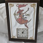 Vtg Miller High Life Girl In The Moon Mirror Clock Bar Sign George Nathan Works