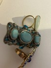 Vintage Lot Of 3 Women s Brass Rings With Blue And White Stones Fashion Jewelry